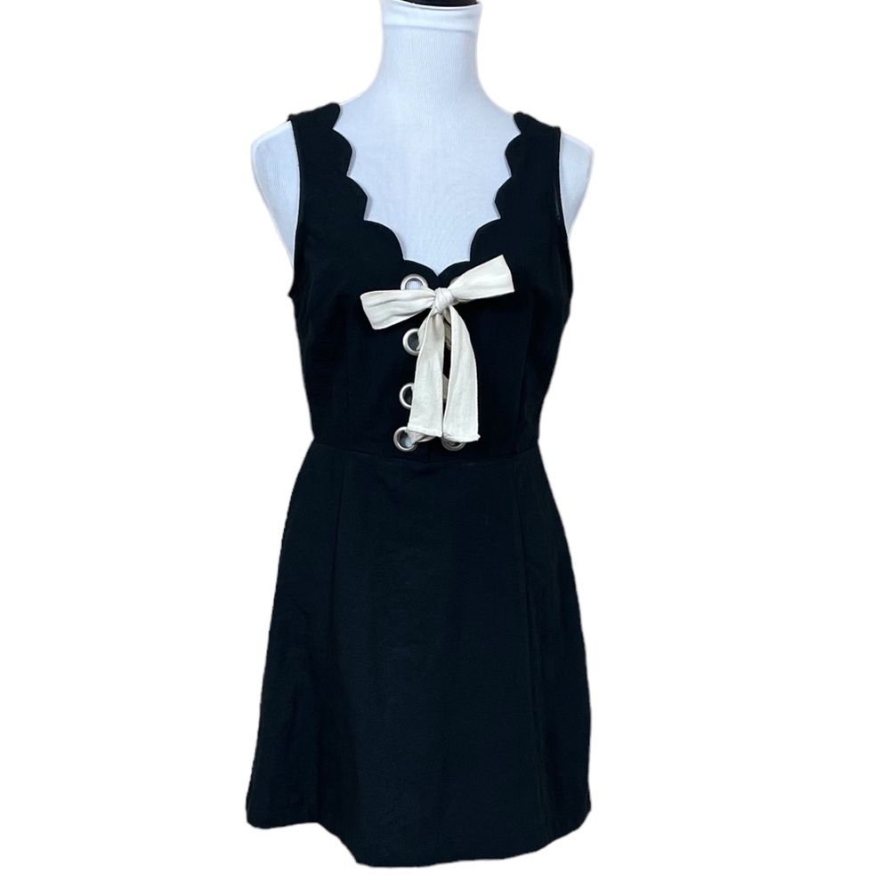 EUC Farrow Scalloped Neckline Lace-Up Mini Dress